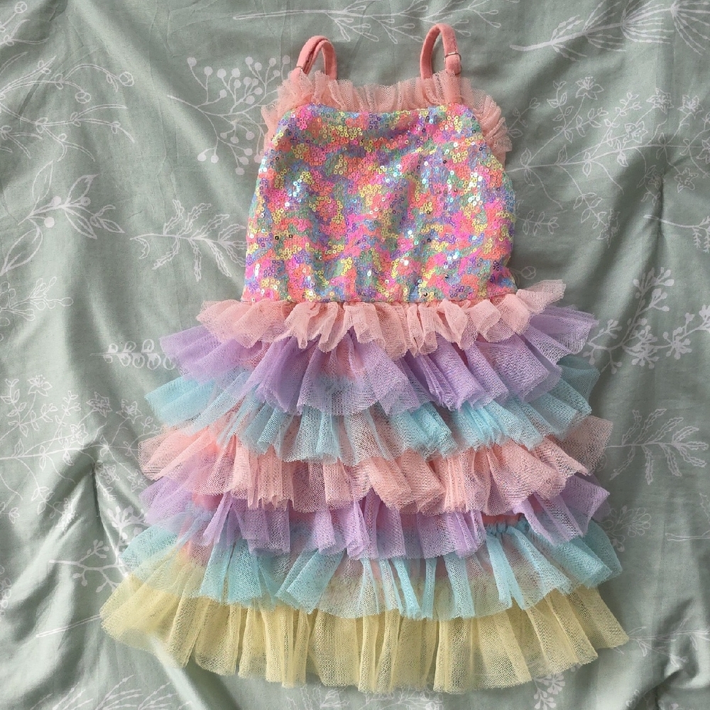 Sparkling Rainbow Sequin Kids Dress